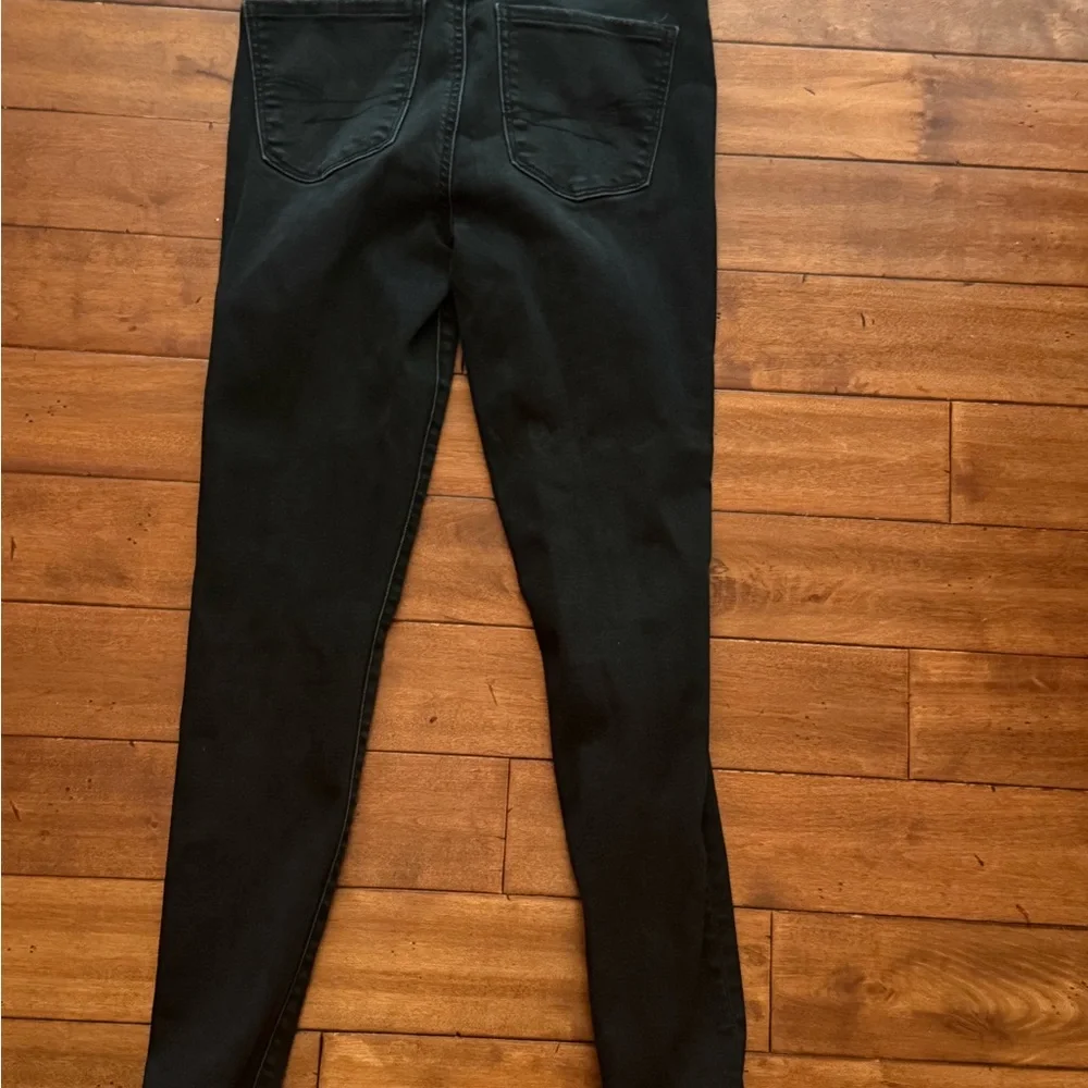 American Eagle‎ Black Distressed Next Level Stretch Skinny Jeans 4 (girls Sz 14)